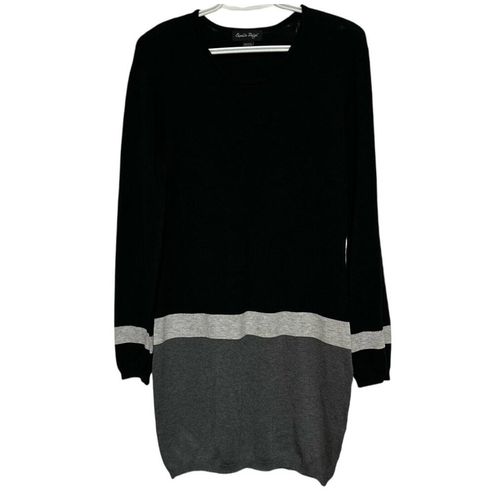Charlie Paige Women's Black Gray Light Gray‎ Long Sleeve Sweater Dress Size S